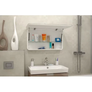 Изображение товара зеркальный шкаф misty токио мвк010 90x53 см, с led-подсветкой, сенсорным выключателем, диммером, белый матовый
