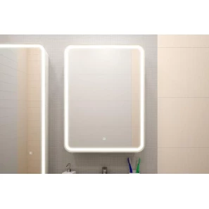Изображение товара зеркальный шкаф misty элиот мвк017 60x80 см l, с led-подсветкой, сенсорным выключателем, диммером, белый матовый