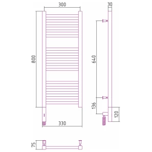 Изображение товара полотенцесушитель электрический 800x300 мэм левый сунержа модус 3.0 00-5700-8030