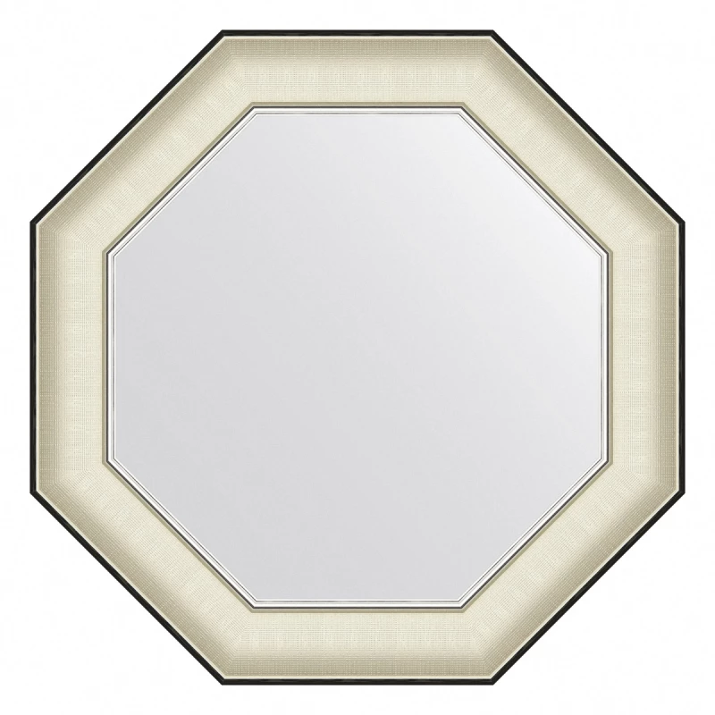 Зеркало 59x59 см белая кожа с хромом Evoform Octagon BY 7446