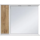 Изображение товара зеркальный шкаф 90x73,6 см белый глянец/светлое дерево l misty адриана п-адр03090-01л