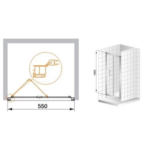 Изображение товара душевая дверь складная cezares anima 70 см прозрачное стекло anima-w-bs-70-c-cr