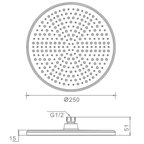 Изображение товара верхний душ raglo r451.50.09 250 мм, графит матовый