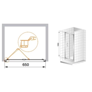 Изображение товара душевая дверь складная cezares anima 80 см прозрачное стекло anima-w-bs-80-c-cr