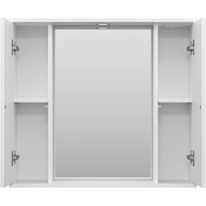 Изображение товара зеркальный шкаф misty лира п-лир04080-013 80x72 см, с подсветкой, выключателем, белый глянец/белый матовый