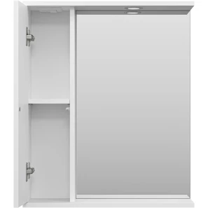 Изображение товара зеркальный шкаф misty лира п-лир04060-013л 60x72 см l, с подсветкой, выключателем, белый глянец/белый матовый