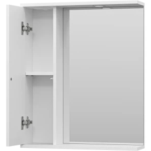 Изображение товара зеркальный шкаф misty лира п-лир04060-013л 60x72 см l, с подсветкой, выключателем, белый глянец/белый матовый