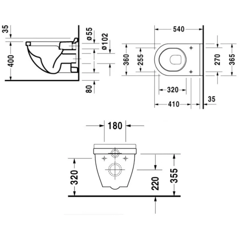 Комплект подвесной унитаз Duravit Starck 3 2200090000 + 0063810000 + система инсталляции Jacob Delafon E5504-NF + E4326-00