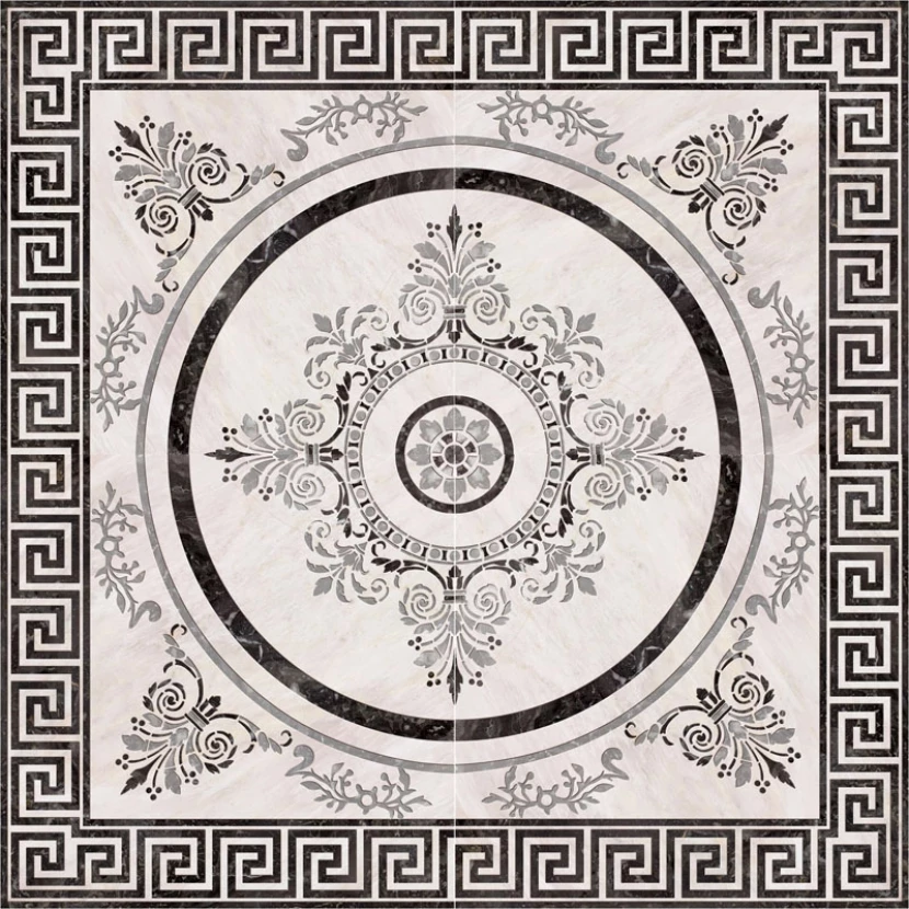 Напольный декор Click Ceramica Nero  Roseton Nero 4 90x90