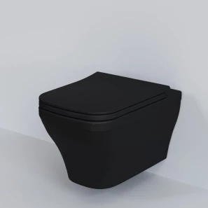 Изображение товара унитаз подвесной ambassador benefit 203t20201r-202t20201s безободковый, с сиденьем микролифт, черный матовый