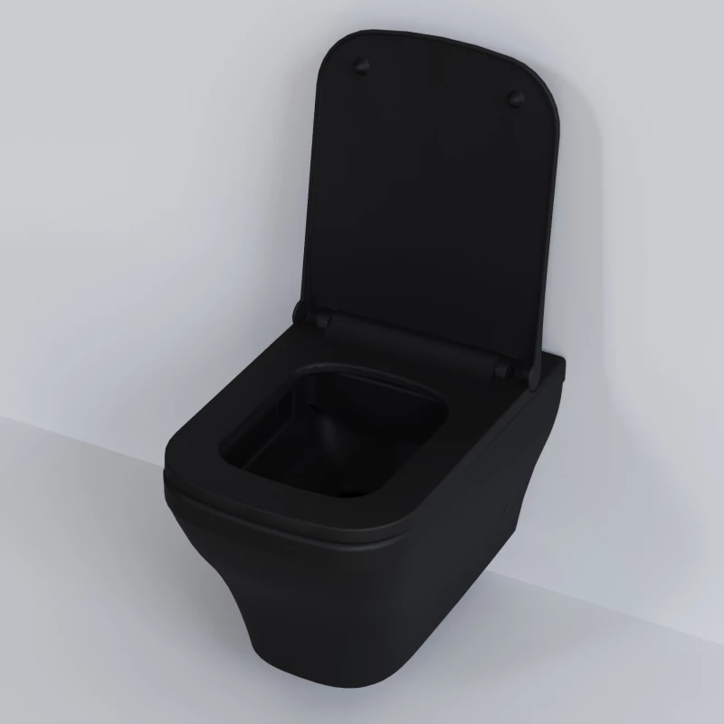 Унитаз подвесной Ambassador Benefit 203T20201R-202T20201S безободковый, с сиденьем микролифт, черный матовый