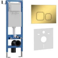 Инсталляция для унитаза Iberica Blanca Silencio Mini Esti-Q IB.001M.836 с кнопкой смыва, золотой