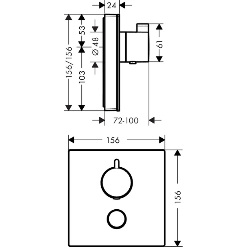Термостат для одного потребителя Hansgrohe ShowerSelect Glass 15737400