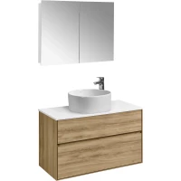 Комплект мебели дуб эльвезия/белый глянец 99 см Акватон Либерти 1A279601LYC70 + 1A281103LY010 + 732700C000 + 1A267302LH010