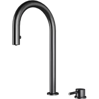 Смеситель для кухни Paulmark Estetica Es218006-GM с подключением к фильтру, выдвижным изливом, вороненая сталь