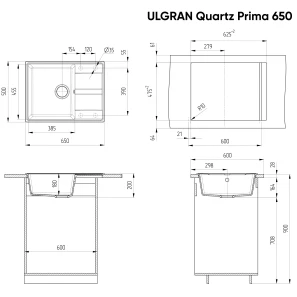 Изображение товара кухонная мойка ulgran лен prima 650-02