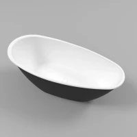 Ванна из литьевого мрамора Whitecross Spinel B 0210.155073.20100 155x73 см, отдельностоящая, белый матовый/черный матовый