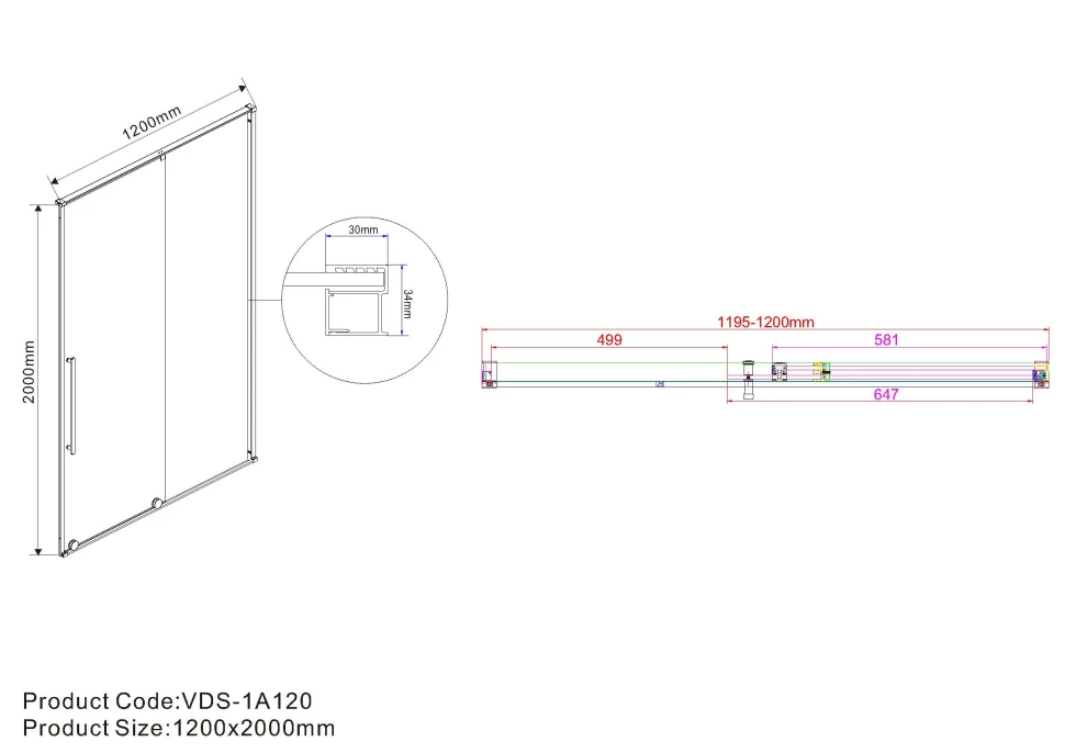 Душевая дверь 120 см Vincea Arno VPS-1A120CGB тонированное - фото 3