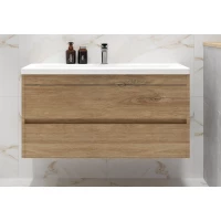 Тумба под раковину Art&Max Family-M Family-M-1000-2C-SO-HG 99,6 см, подвесная, дуб харбор золотой