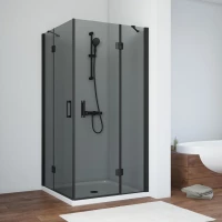 Душевой уголок Vegas Glass AFA NOVO 110 02M 07 110x110 см, профиль черный матовый, стекло графитовое