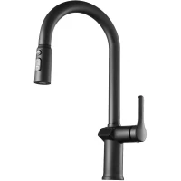 Смеситель для кухни Esko K15B LED с выдвижным изливом, черный матовый