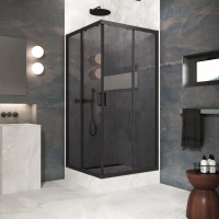 Душевой уголок Vegas Glass ZA Protec h1900 110 02M 07 110x110 см, профиль черный матовый, стекло графитовое