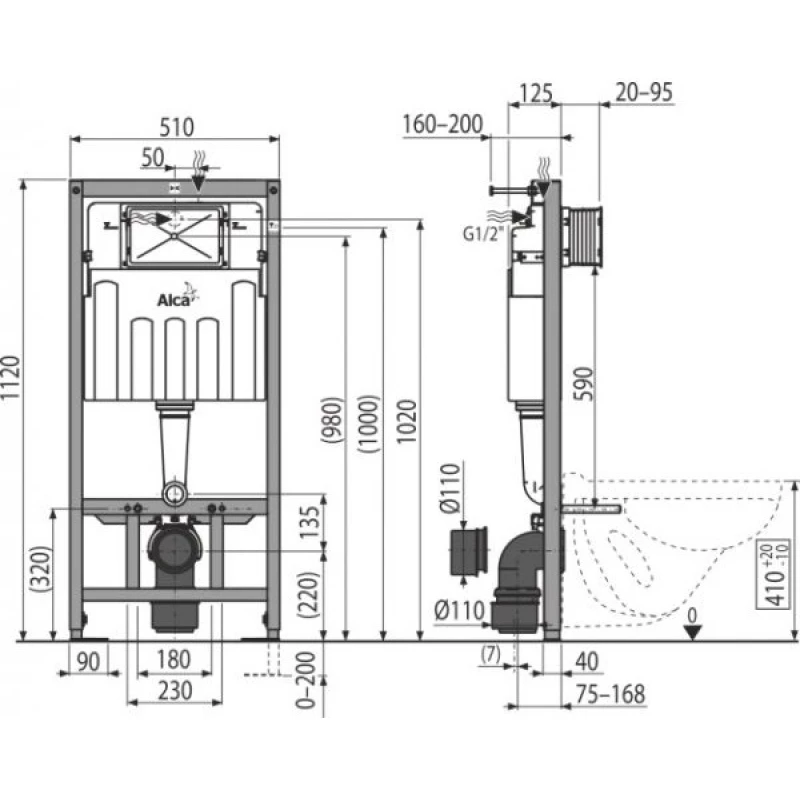 Комплект подвесной унитаз Art&Max Elegant AM9316CHR/SC + система инсталляции AlcaPlast AM101/11203:1RUSSETM70