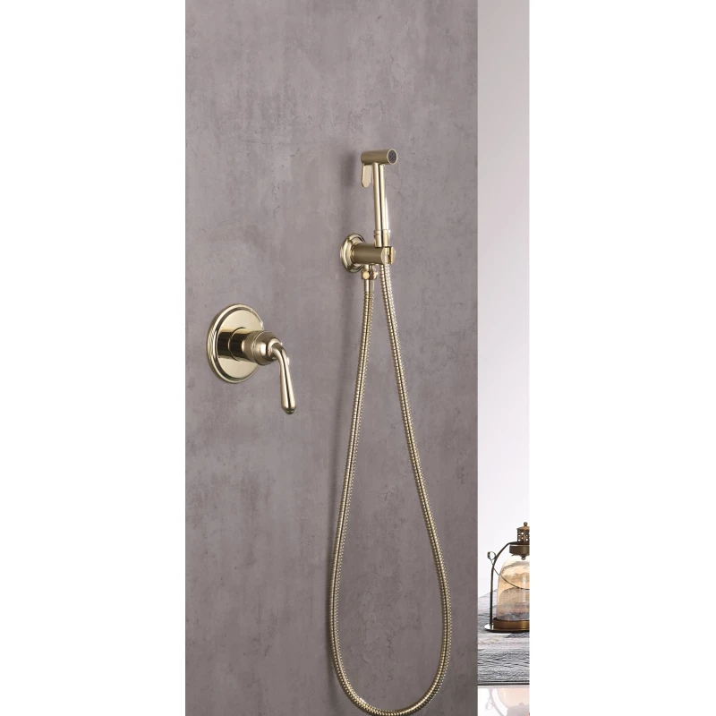 Гигиенический душ Rose R0205E со смесителем, золотой