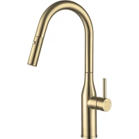 Смеситель для кухни Gappo G4398-43 с выдвижным изливом, золотой матовый