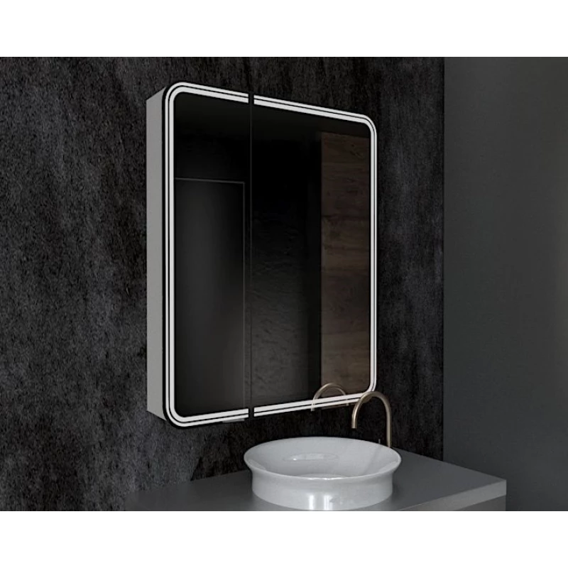 Зеркальный шкаф 70x80 см белый матовый R Art&Max Verona AM-Ver-700-800-2D-R-DS-F