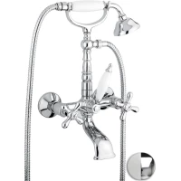 Смеситель для ванны Emmevi Deco Old 12611/BC с душевым гарнитуром, хром/белый