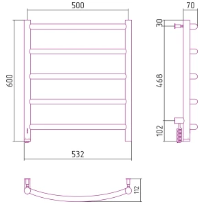 Изображение товара полотенцесушитель электрический 600x500 мэм левый сунержа галант 4.0 00-0830-6050