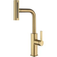 Смеситель для кухни Fmark FS8266C с выдвижным изливом, золотой матовый