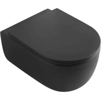 Унитаз подвесной Veconi Rino VRI-49TB безободковый, торнадо, с сиденьем микролифт, черный матовый