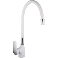 Смеситель для кухни Frap F4453-03 с гибким изливом, хром/белый 
