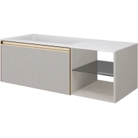 Тумба с раковиной Armadi Art Quatro Cashmere Fuga 790-M6-120-CM-RIB-MG + 793-120-W-A 121 см L, подвесная, кашемир матовый