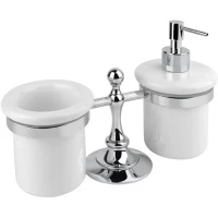 Стакан для зубных щеток с дозатором для жидкого мыла Cezares Olimp OLIMP-TDT-01-M настольный, хром
