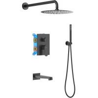 Душевой комплект Aquatek Оберон AQ1273MB 250 см, со смесителем, черный матовый