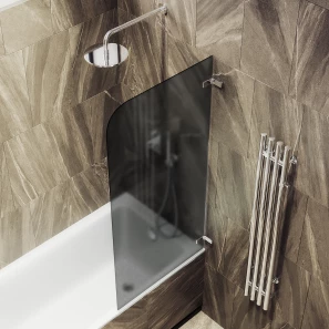 Изображение товара шторка на ванну maybahglass mgv-653-4 70,5 см r, профиль хром, стекло графитовое матовое