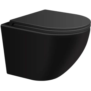 Изображение товара унитаз подвесной sintesi evi sin-ts-evi-151bm безободковый, с сиденьем микролифт, черный матовый