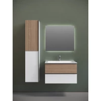 Комплект мебели Sancos Delta DL80W + CN7012 + SQ800 81 см, подвесной, светлый дуб/белый матовый