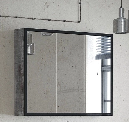 Зеркальный шкаф 90x70 см антик/черный Corozo Айрон SD-00000282