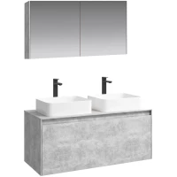 Комплект мебели бетон светлый 120 см Aqwella 5 Stars Mobi MOB0112BS + MOB0712BS + 641945 + 641945 + MOB0412 + MOB0717BS