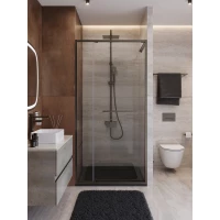 Душевая дверь Cezares Lux LUX-B-FS-11-100-C-GM 100 см, профиль оружейная сталь матовый, стекло прозрачное