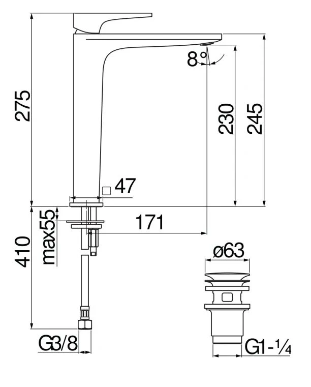 Смеситель для раковины с донным клапаном Nobili Seven SE124128/2CR SE124128/2CR - фото 2