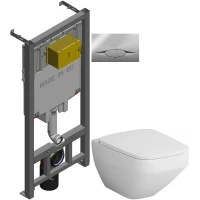 Комплект подвесной унитаз Am.Pm Inspire 2.0 C50A1700SC + система инсталляции Jacob Delafon E29025-NF + E29027-CP