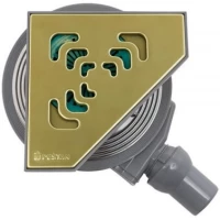 Душевой трап Pestan Confluo Standard Angle Gold 2 13000127 194x194/50 мм, с решеткой, перфорированный, золотой