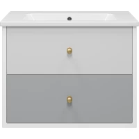 Тумба под раковину Brevita 50 Shades of Grey Анастейша Ана-06080-01-012Я 75 см, подвесная, белый матовый/светло-серый матовый/темно-серый матовый