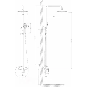 Изображение товара душевая система voda hill vst3300-1 220 мм, со смесителем, хром