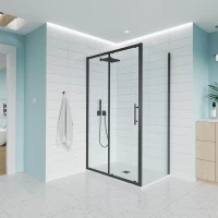 Душевой уголок Veconi Evo E1-SP-B-14070-01-C9 140x70 см, профиль черный матовый, стекло прозрачное